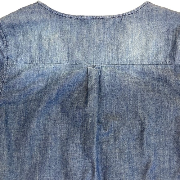 Cato Boho Peasant Blouse Beaded & Embroidered Blouse Dark Wash Roll Tab M - Picture 12 of 16